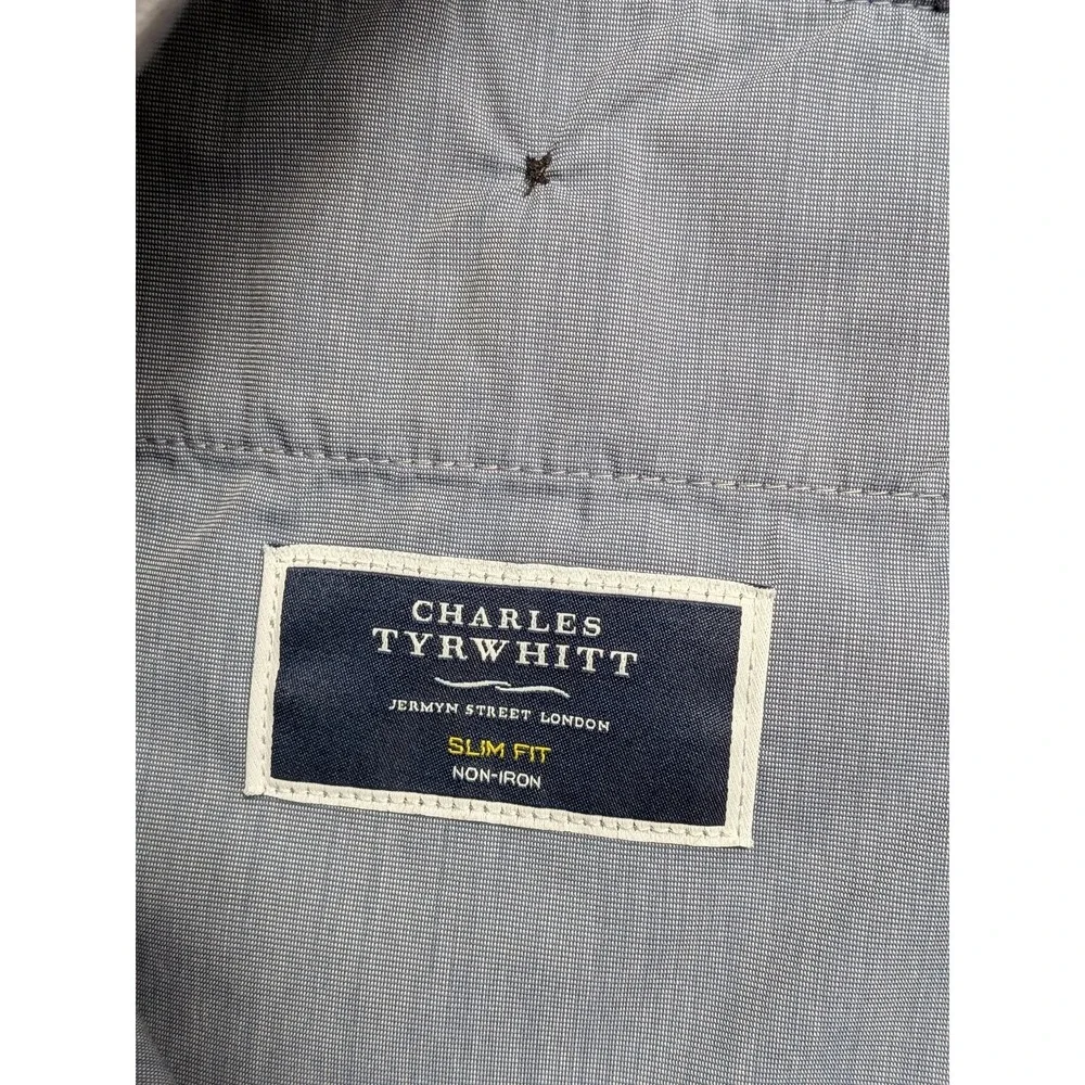 Charles Tyrwhitt Men's Gray Pants 40x34 Slim Fit Non-Iron Stretch Cotton Office